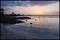 Sunset, Honokohau Beach, Kaloko-Honokohau National Historical Park. Hawaii, USA (color)