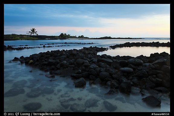 Aiopio fishtrap at sunset, Kaloko-Honokohau National Historical Park. Hawaii, USA (color)