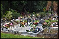 Tomb with easter eggs and rabbits, Hilo. Big Island, Hawaii, USA ( color)