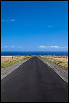 Narrow road and ocean,  South Point. Big Island, Hawaii, USA