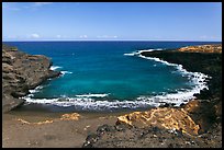 Collapsed cinder cone with green sand, South Point. Big Island, Hawaii, USA