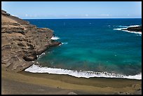 Green sand beach from above, South Point. Big Island, Hawaii, USA