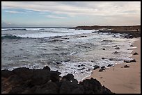 Beach and lava near South Point, sunset. Big Island, Hawaii, USA