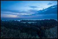 Ruins of ancient hawaiian temple at dusk, South Point. Big Island, Hawaii, USA