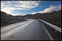 Road and cinder cones. Mauna Kea, Big Island, Hawaii, USA (color)