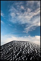 Snowy cinder cone and clouds. Mauna Kea, Big Island, Hawaii, USA ( color)