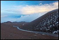 Road at sunset. Mauna Kea, Big Island, Hawaii, USA ( color)