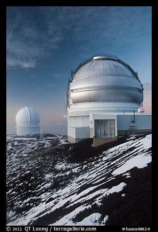 Gemini Northern Telescope and Canada-France Telescope. Mauna Kea, Big Island, Hawaii, USA (color)