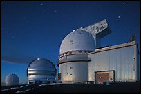 Telescopes and stars at nightfall. Mauna Kea, Big Island, Hawaii, USA (color)