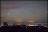 Mauna Kea observatories at night. Mauna Kea, Big Island, Hawaii, USA (color)