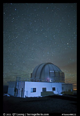 United Kingdom Infrared Telescope and stars. Mauna Kea, Big Island, Hawaii, USA (color)