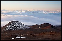 Antenna on volcano top above clouds. Mauna Kea, Big Island, Hawaii, USA