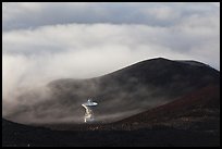 Radio telescope and clouds. Mauna Kea, Big Island, Hawaii, USA (color)