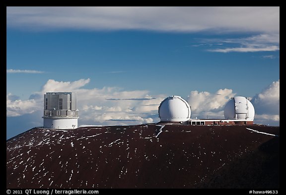 Subaru Telescope and Keck Observatory. Mauna Kea, Big Island, Hawaii, USA (color)