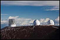 Subaru Telescope and Keck Observatory. Mauna Kea, Big Island, Hawaii, USA (color)