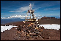 Mountain summit and hawaiian altar. Mauna Kea, Big Island, Hawaii, USA (color)