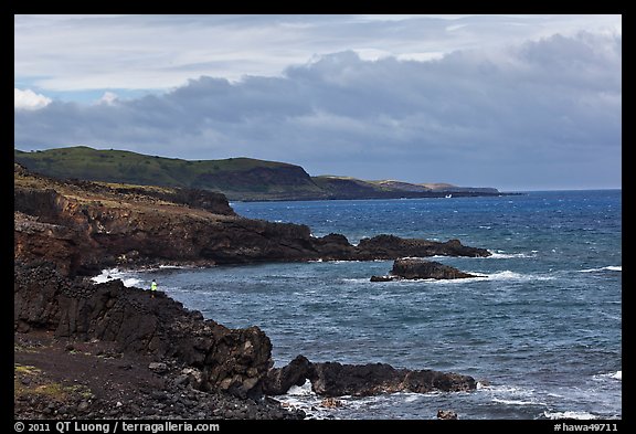 Man fishing, Southern coastline. Maui, Hawaii, USA