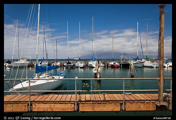 Marina and Lanai Isand. Lahaina, Maui, Hawaii, USA (color)