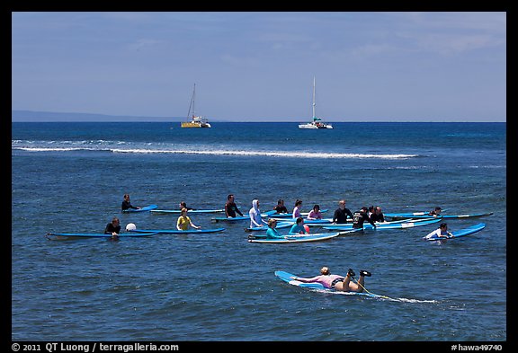 Surfing class. Lahaina, Maui, Hawaii, USA (color)