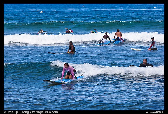 Group of surfers. Lahaina, Maui, Hawaii, USA (color)