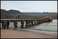 Conversation on Hanalei Pier. Kauai island, Hawaii, USA (color)