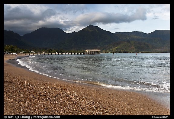 Beach and Bay, Hanalei. Kauai island, Hawaii, USA (color)