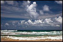 Surf and clouds near Kilauea Point. Kauai island, Hawaii, USA