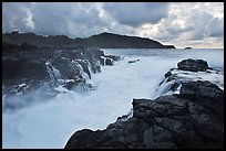 Trench carved by surf in lava bench, Mokolea Peninsula. Kauai island, Hawaii, USA ( color)