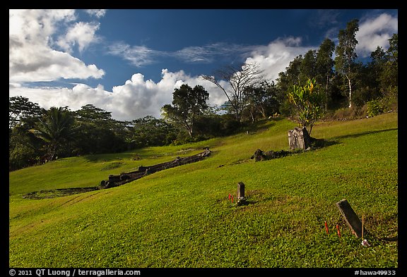 Chinese cemetery, Hanalei Valley. Kauai island, Hawaii, USA (color)