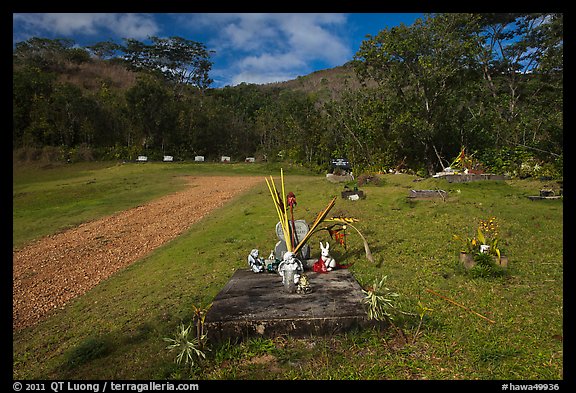 Chinese graves,  Hanalei Valley. Kauai island, Hawaii, USA