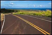 Road on way down from Waimea Canyon. Kauai island, Hawaii, USA