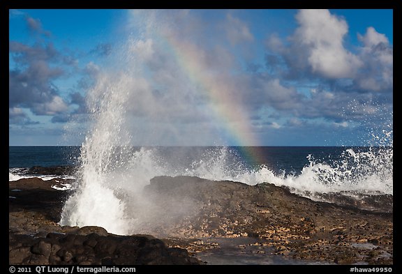 Spouting Horn and incoming surf. Kauai island, Hawaii, USA