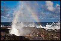 Spouting Horn and incoming surf. Kauai island, Hawaii, USA (color)