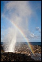 Spouting Horn with rainbow in spray. Kauai island, Hawaii, USA (color)