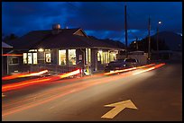 Restaurant and street by night, Lihue. Kauai island, Hawaii, USA