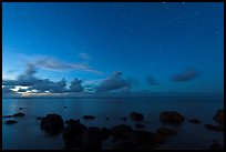 Rocks, ocean, and stars. Kauai island, Hawaii, USA (color)
