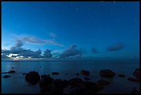 Rocks, ocean, and stars. Kauai island, Hawaii, USA