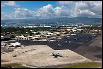 Aerial view of Hickam Air Force Base. Honolulu, Oahu island, Hawaii, USA