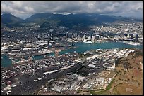 Aerial view of harbor. Honolulu, Oahu island, Hawaii, USA