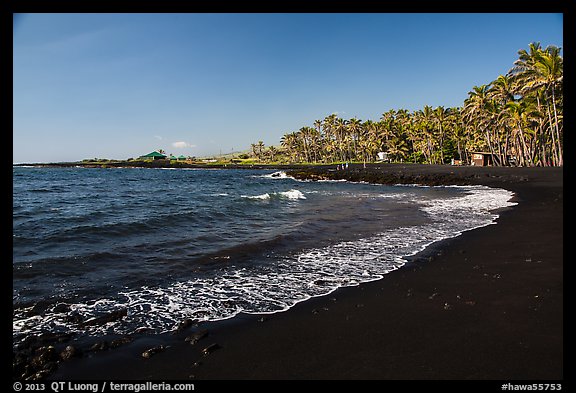Punaluu black sand beach. Big Island, Hawaii, USA