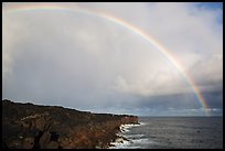 Rainbow over volcanic costline. Big Island, Hawaii, USA ( color)
