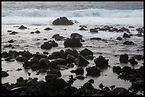 Volcanic rocks and surf, Pohoiki. Big Island, Hawaii, USA (color)