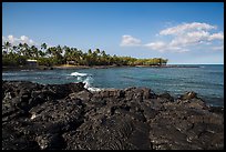 Hardened lava coastline, Kiholo Bay. Big Island, Hawaii, USA (color)