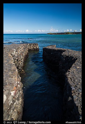 Walled stream and Kiholo Bay. Big Island, Hawaii, USA