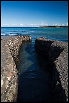 Walled stream and Kiholo Bay. Big Island, Hawaii, USA (color)
