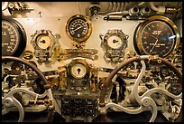 Depth gauges and controls, USS Bowfin submarine, Pearl Harbor. Oahu island, Hawaii, USA ( color)