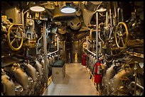 Submarine machine room, USS Bowfin, World War 2 Valor in the Pacific National Monument. Oahu island, Hawaii, USA ( color)