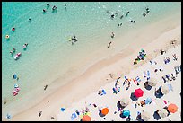 Aerial view of clear waters and beach looking down, Kuhio Beach, Waikiki. Waikiki, Honolulu, Oahu island, Hawaii, USA ( color)