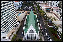 Aerial view of St Augustine Church, Waikiki. Waikiki, Honolulu, Oahu island, Hawaii, USA ( color)