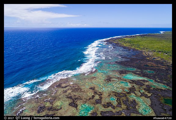 Aerial view of Kapoho tidepools and coast. Big Island, Hawaii, USA (color)